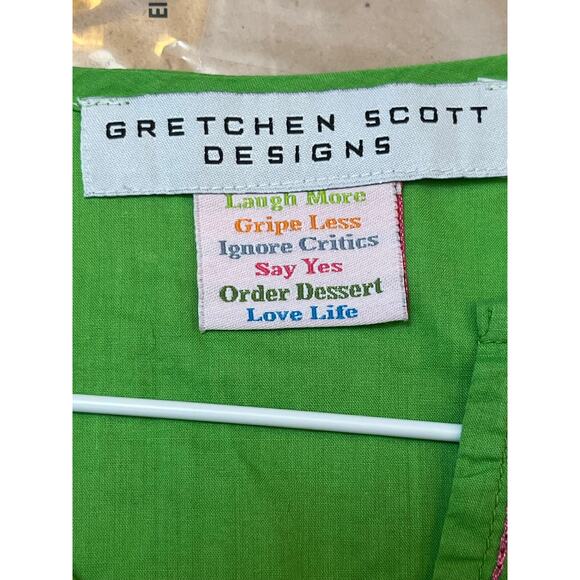 Gretchen Scott Styles Womens S Green Pink Embroidered 3/4-Sleeve Lightweight Top - Picture 3 of 9